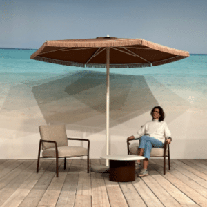 **NEW ARRIVAL** Umbrosa - Parasol Nata Zen Terra -  Rond 2.80m - Mât central - Limestone/Terra