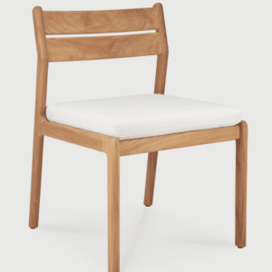 Ethnicraft Outdoor - Jack - Chaise repas sans accoudoirs - Coussin Off-White - Teck naturel